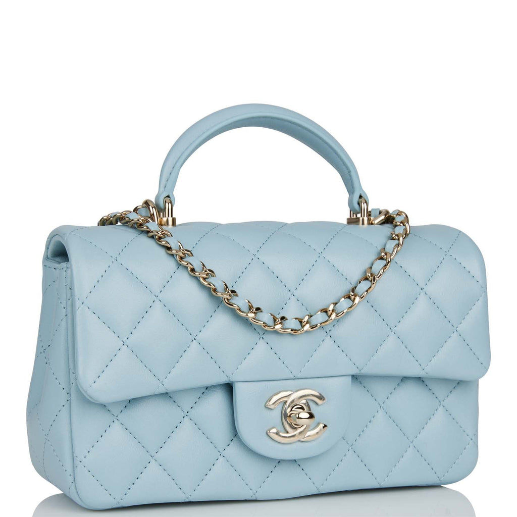 Chanel 2022 Pearl Crush Mini Square Flap Bag - Blue Mini Bags