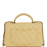Chanel White Quilted Caviar Top Handle Mini Camera Case Pale Gold