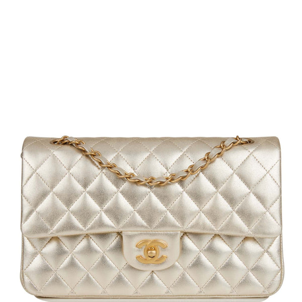 2022 Year CHANEL Classic Iridescent Lambskin Quilted Medium Double Fla –