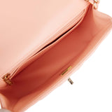 Chanel Mini Rectangular Flap Bag Peach Lambskin Light Gold Hardware