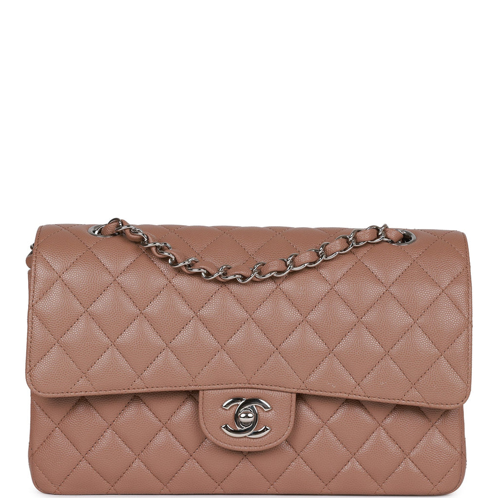 Pre-owned Chanel Medium Classic Double Flap Bag Beige Caviar