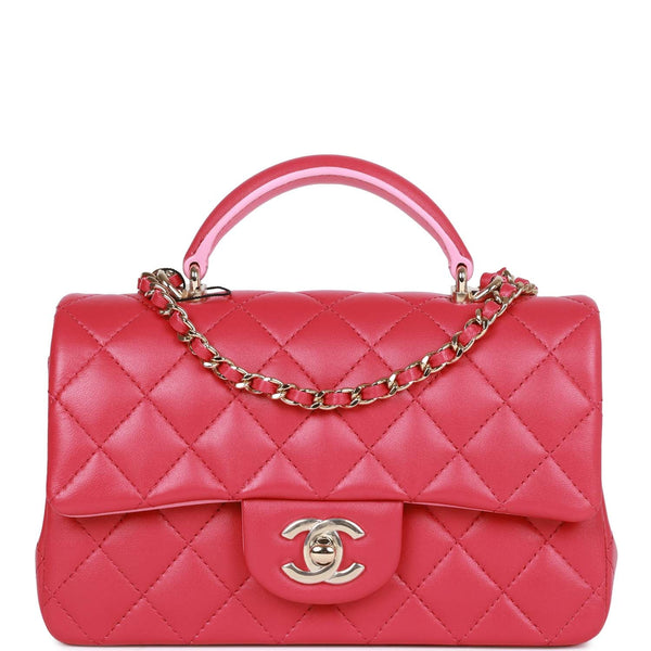 chanel pink flap bag with top handle