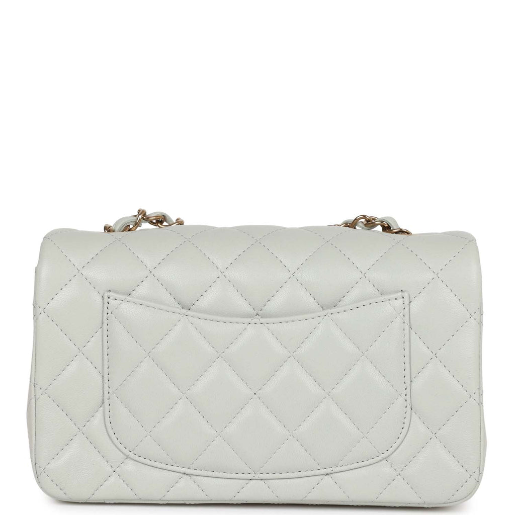 Chanel Quilted Mini Rectangular Flap Grey Lambskin Silver Hardware