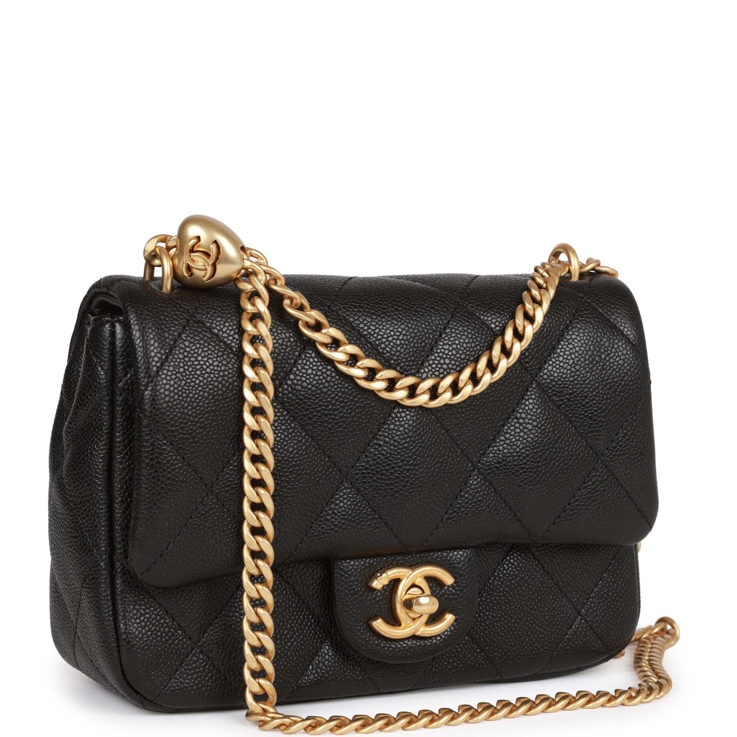 Chanel Sweetheart Crush Mini Rectangular Flap Bag Black Caviar Antique
