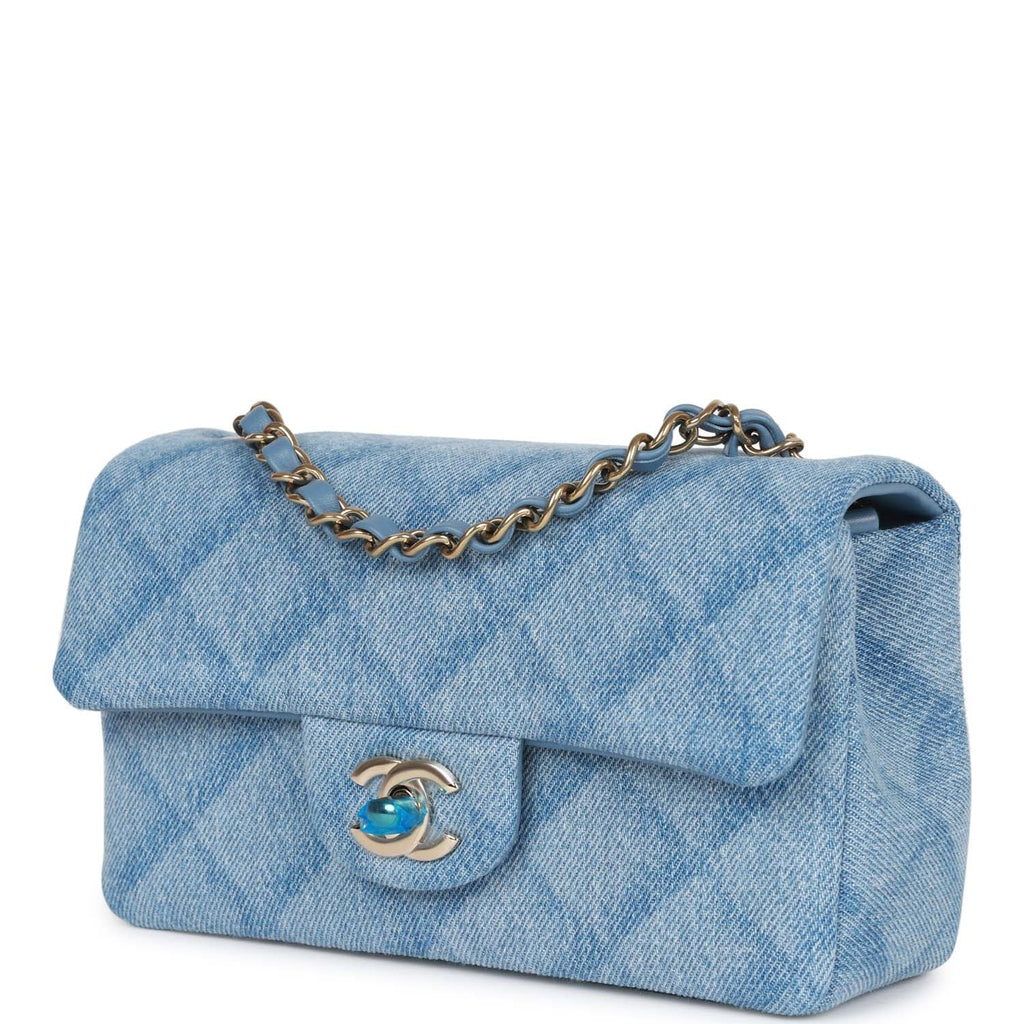 Chanel Mini Rectangular Flap Bag Blue Denim Light Gold Hardware – Madison  Avenue Couture