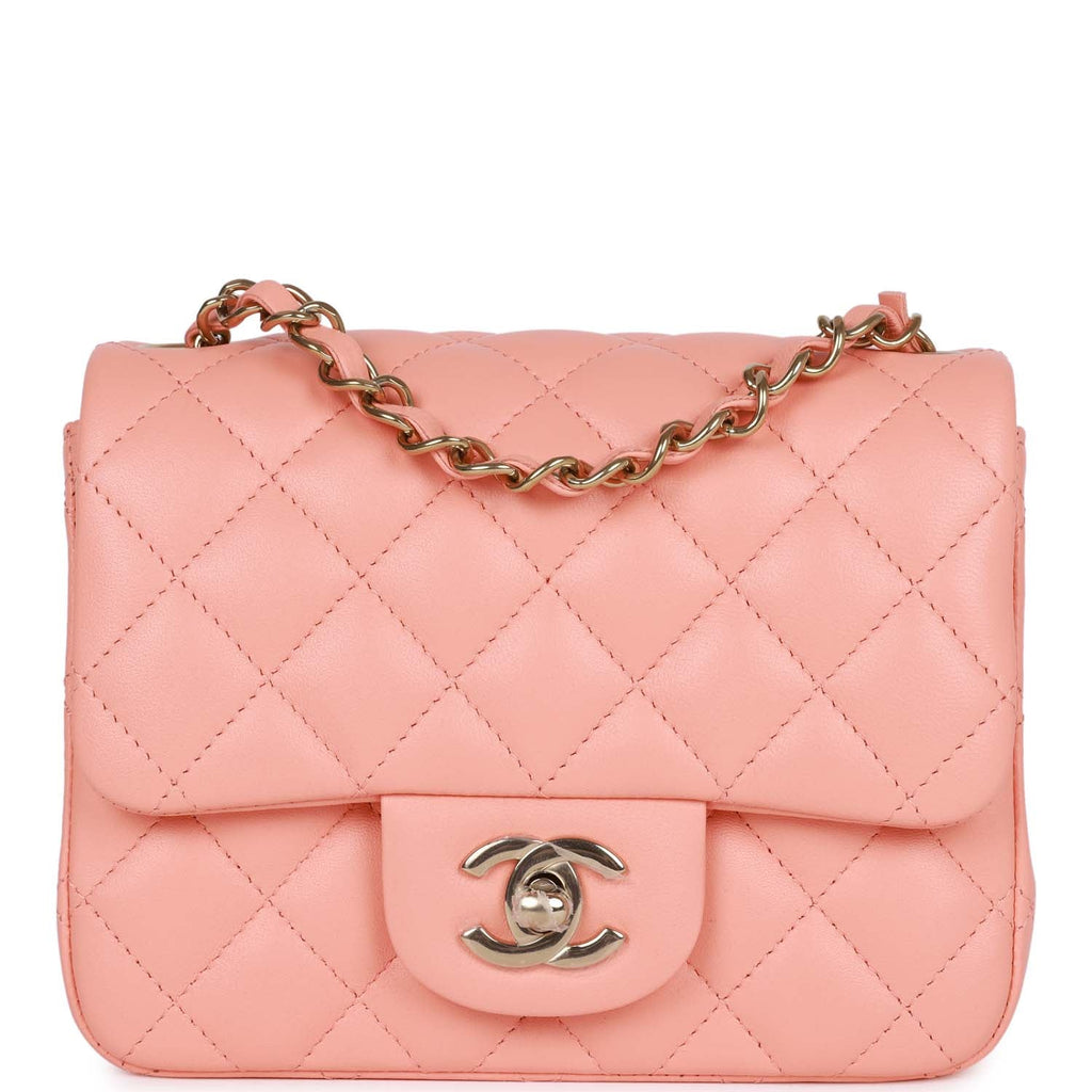 CHANEL Lambskin Quilted Mini Square Flap Pink 1268471