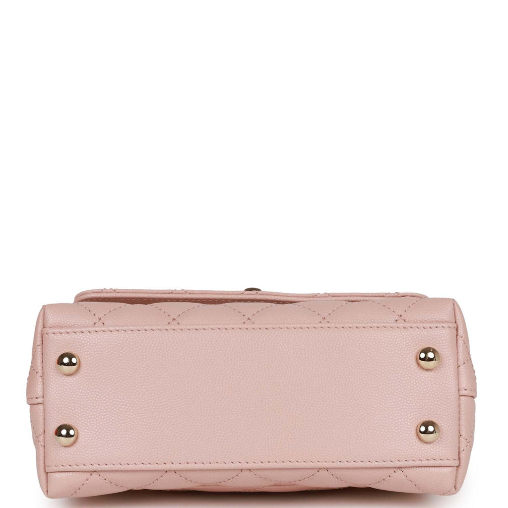 Chanel Mini Coco Handle Flap Bag Pink Caviar Light Gold Hardware