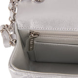 Chanel Mini Rectangular Flap Bag Silver Iridescent Lambskin Silver Hardware