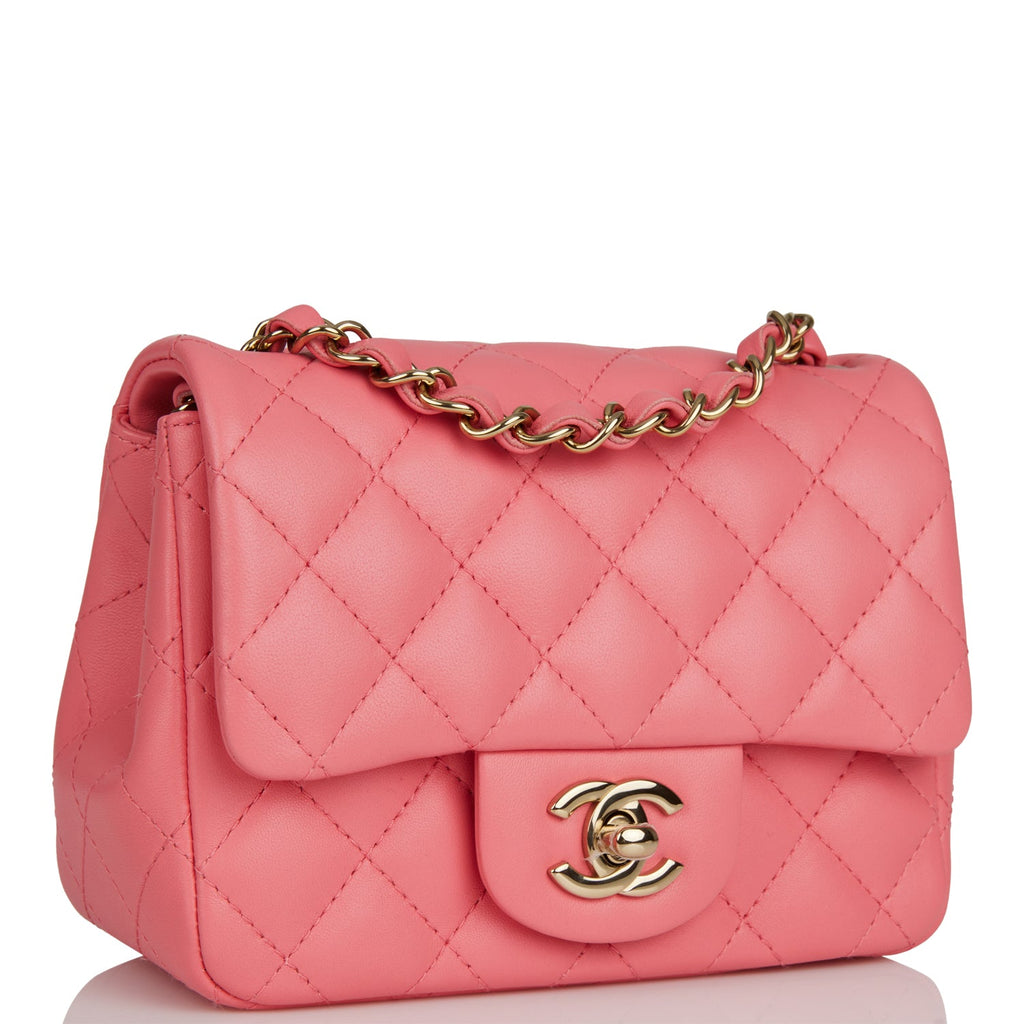 Chanel Pink Lambskin Square Mini Classic Flap Light Gold Hardware – Madison  Avenue Couture