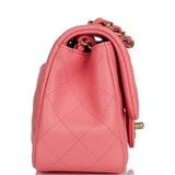 Chanel Mini Square Flap Bag Pink Lambskin Light Gold Hardware