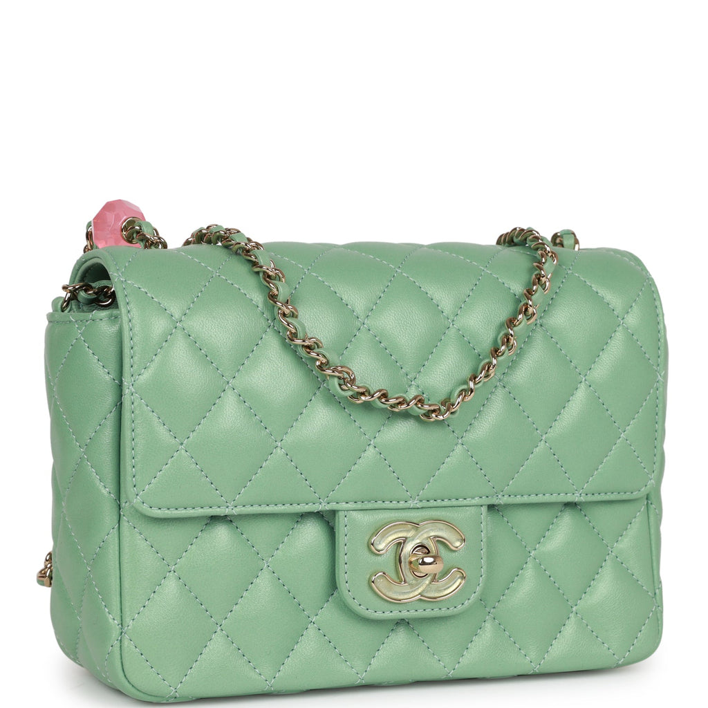 Túi Chanel Flap Bag With Top Handle Lambskin Green 