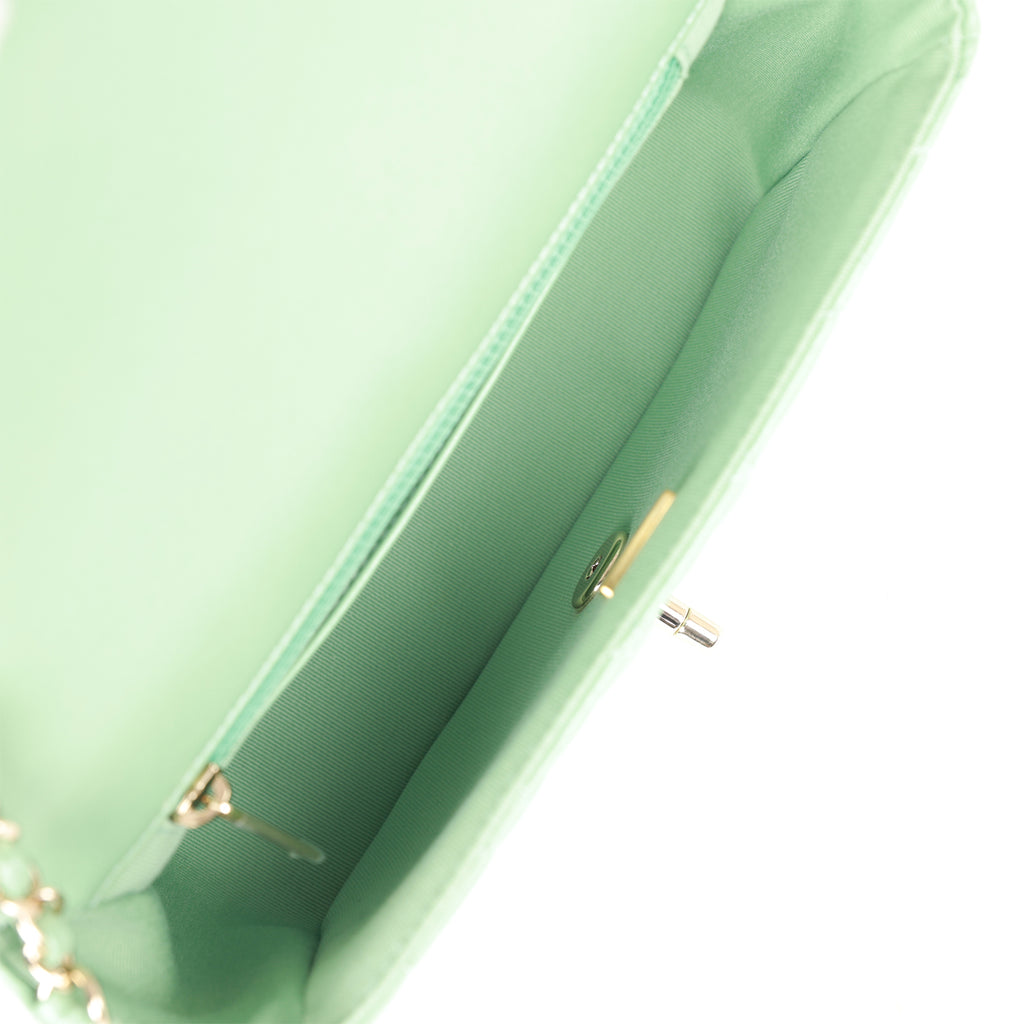 Chanel Heart Mini Flap Bag Turquoise Lambskin Enamel and Light