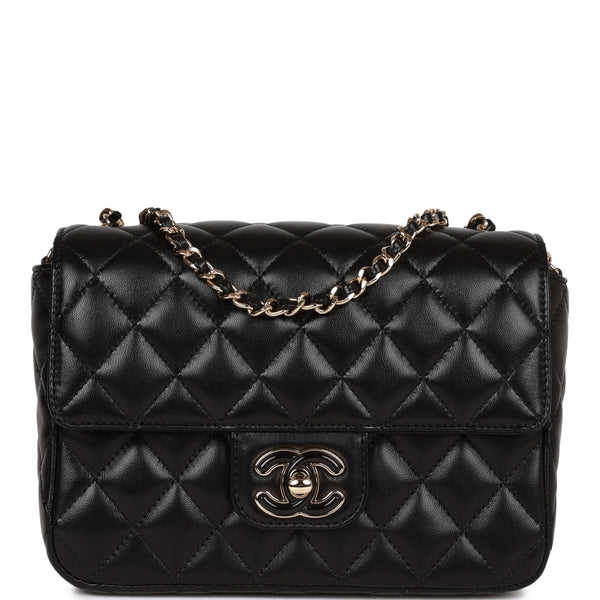 Chanel Wallet on Chain Classic Flap Rare Ying Yang Mini Woc Black and Ivory White Lambskin Leather Cross Body Bag