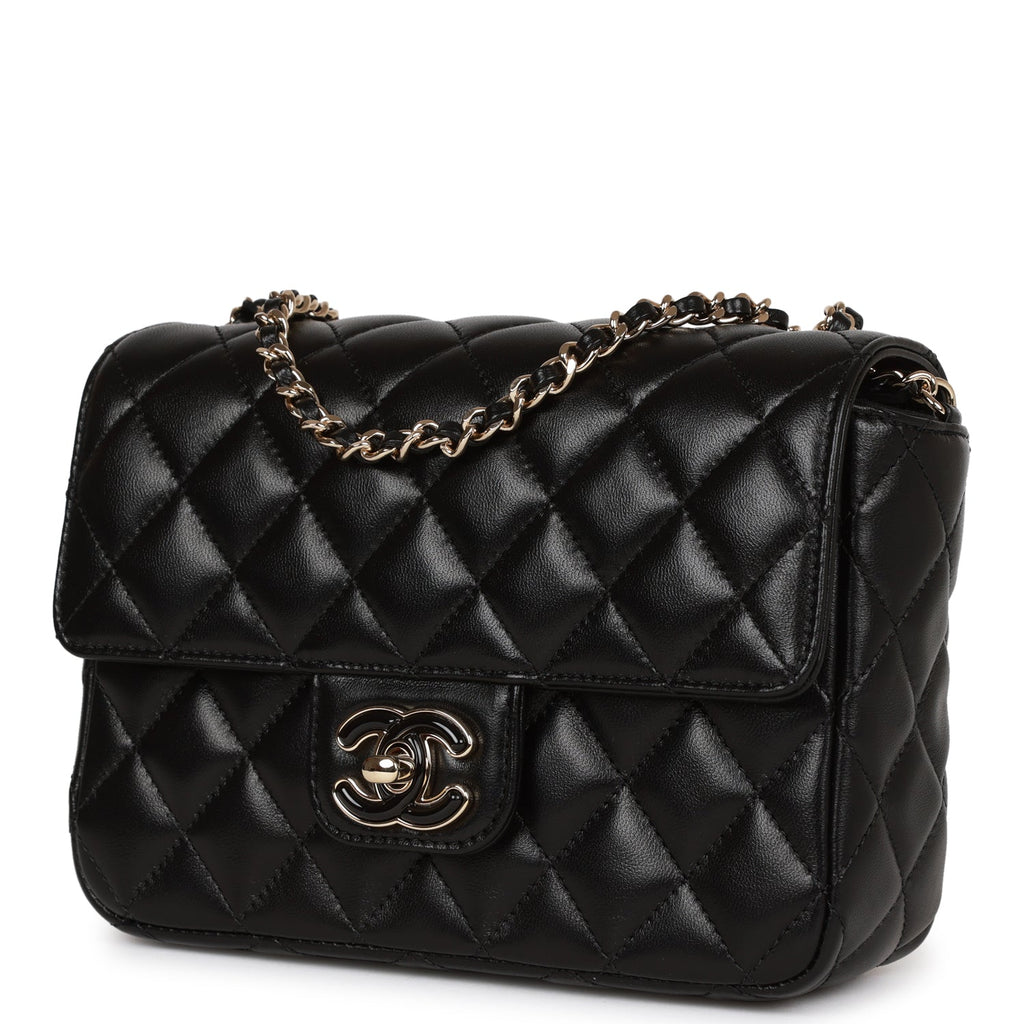 Shop CHANEL TIMELESS CLASSICS Classic Chanel CF 19cm Mini Flap Bag Heart  Chain Lambskin Black by smileboutique