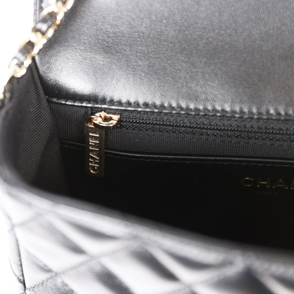 Shop CHANEL TIMELESS CLASSICS Classic Chanel CF Mini Flap Bag Heart Chain  Lambskin 19cm Black by smileboutique