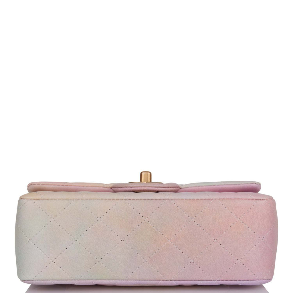 Chanel Mini Rectangular Flap Bag with Top Handle Light Pink Ombre Lambskin Antique Gold Hardware