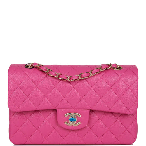 Chanel Small Classic Double Flap Pink Caviar Light Gold Hardware