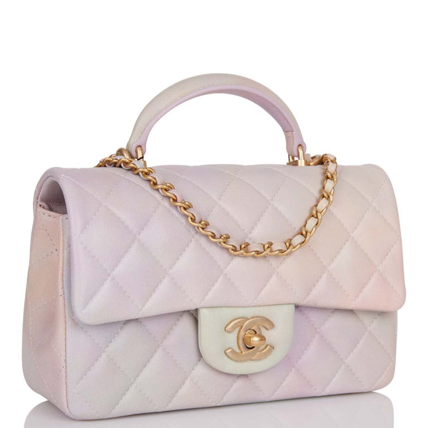 Chanel Dark Pink Quilted Lambskin Rectangular Mini Flap Bag Top Handle  Light Gold Hardware – Madison Avenue Couture