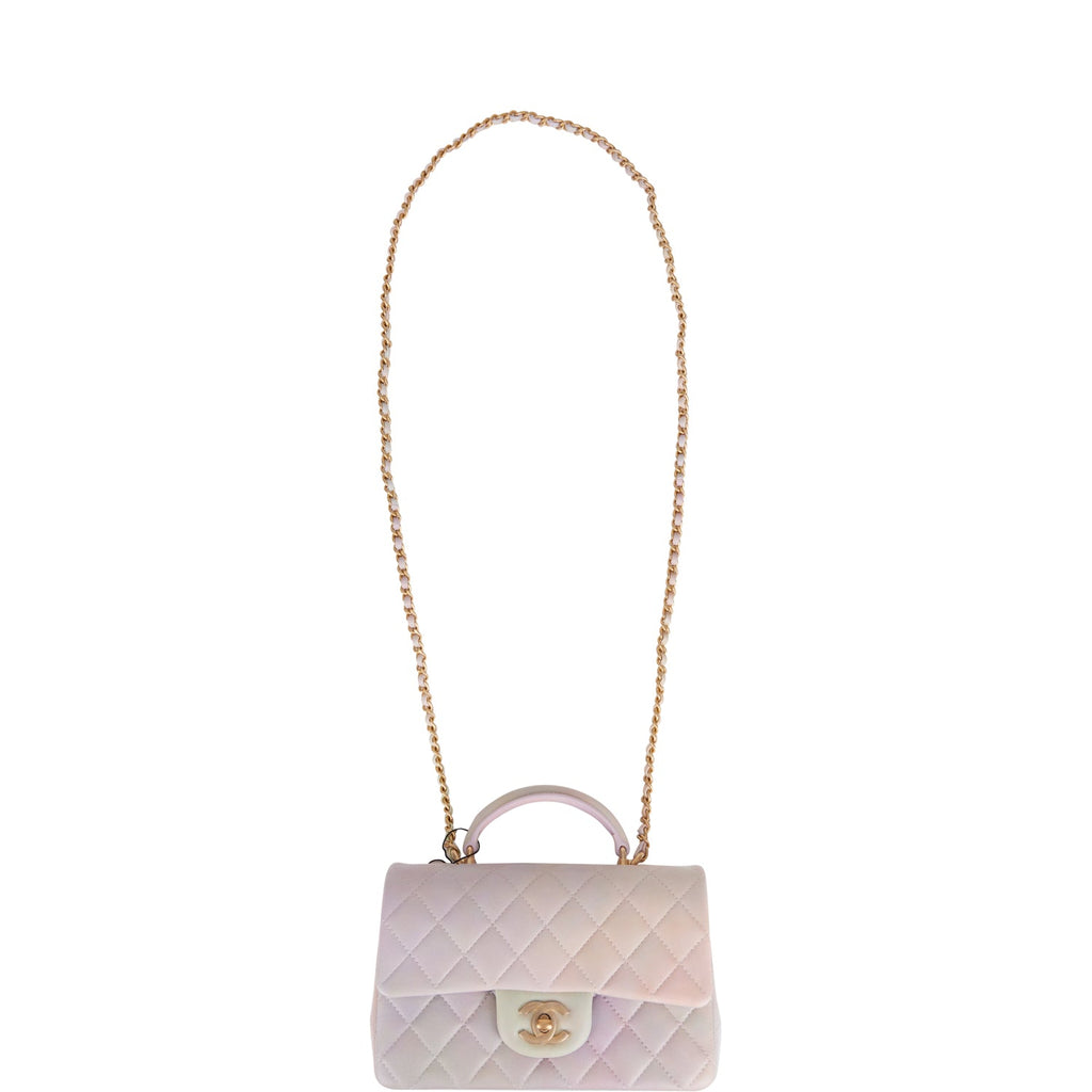 CHANEL Mini Matelasse Flap Bag Crossbody Pink AS2431 Top Handle Purse Auth  New