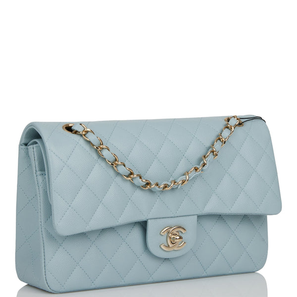 Chanel Blue Quilted Medium Classic Double Flap Bag of Lambskin Leather with  Light Gold Tone Hardware, Handbags and Accessories Online, 2019