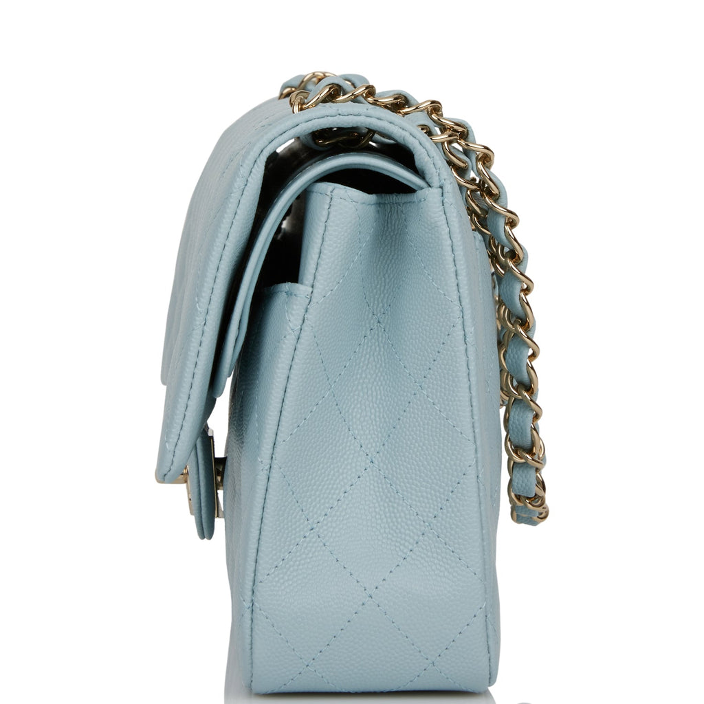 Chanel Blue Quilted Caviar Medium Double Flap Bag Light Gold Hardware – Madison  Avenue Couture