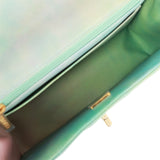 Chanel Mini Rectangular Flap Bag with Top Handle Green Ombre Lambskin Antique Gold Hardware