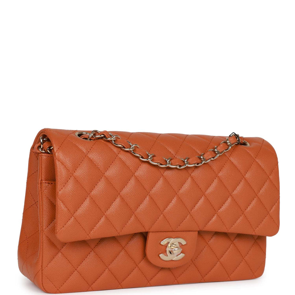 Chanel Medium Classic Light Brown Quilted Caviar Double Flapbag