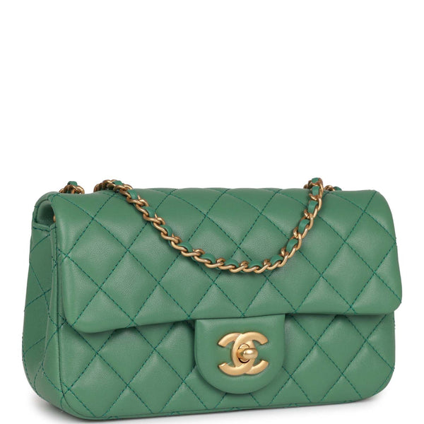Chanel Pearl Crush Mini Rectangular Flap Bag Dark Green