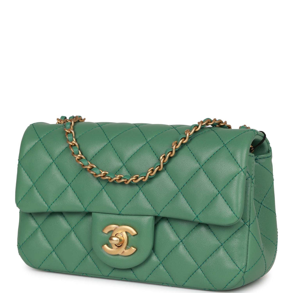 Chanel Mini Rectangular Pearl Crush Quilted Blue Lambskin Aged