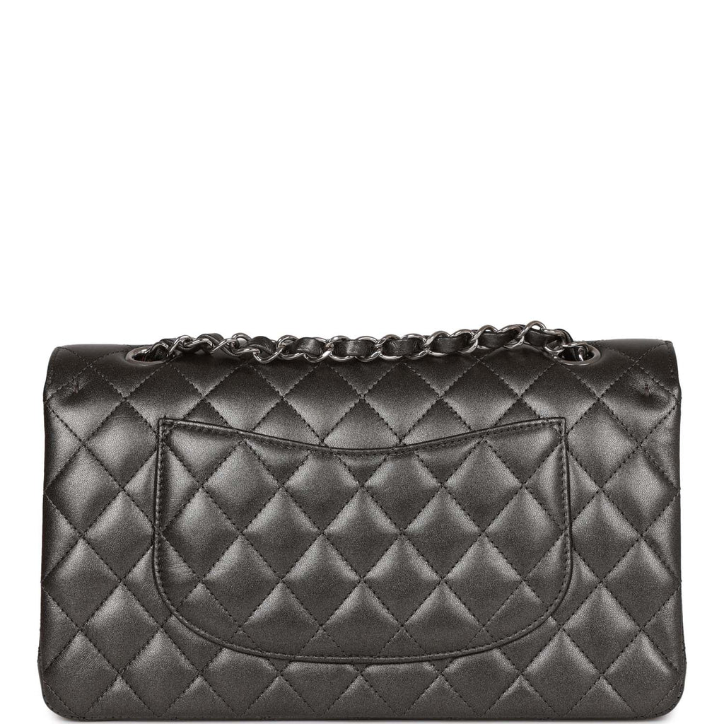 Chanel Medium Classic Double Flap Bag Metallic Grey Lambskin Silver Ha –  Madison Avenue Couture