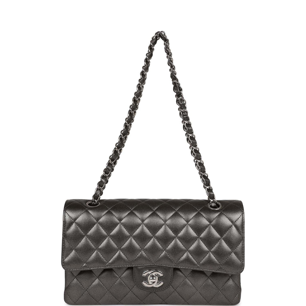 Chanel Medium Classic Double Flap Bag Metallic Grey Lambskin
