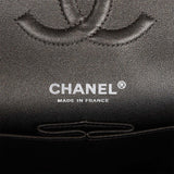 Chanel Medium Classic Double Flap Bag Metallic Grey Lambskin Silver Hardware