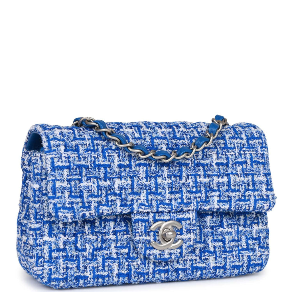 Chanel 2020s Blue Tweed Small Flap Bag · INTO
