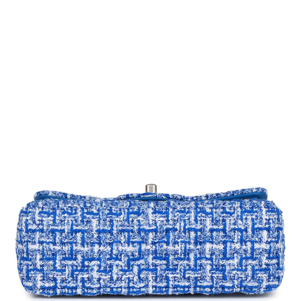 Chanel Mini Rectangular Flap Bag Blue Tweed Aged Silver Hardware – Madison  Avenue Couture