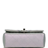 Chanel Mini Rectangular Flap Bag Purple Iridescent Quilted Lambskin Silver Hardware