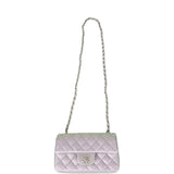 Chanel Mini Rectangular Flap Bag Purple Iridescent Quilted Lambskin Silver Hardware