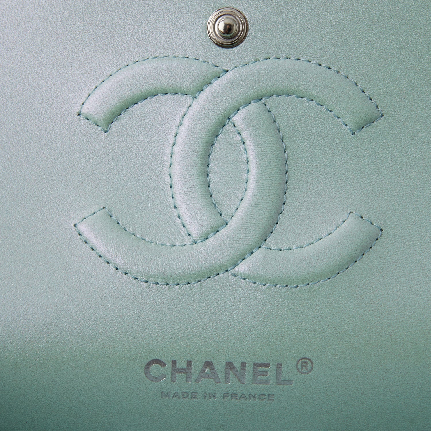 CHANEL 25S FLAP CHARM BAG 13 IN LIGHT BLUE LAMBSKIN