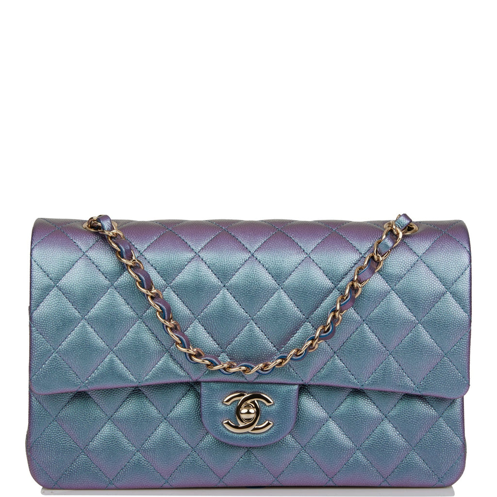 20C Tiffany Blue Caviar Quilted Classic Double Flap Medium Light Gold – RD
