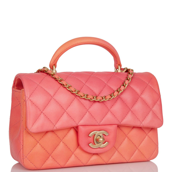 Chanel Mini Rectangular Flap Bag with Top Handle Orange Ombre
