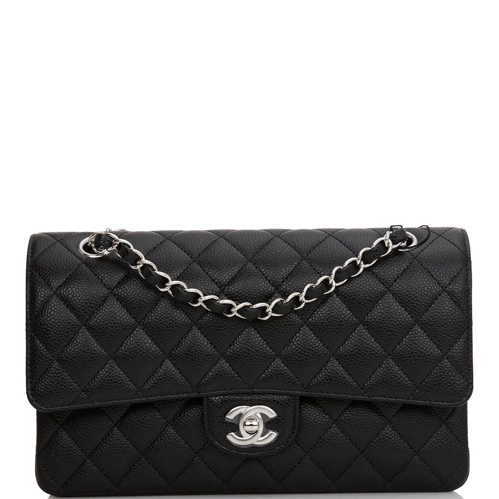 Handbags Chanel Chanel Medium Lined Flap in Caviar Leather, Silver Tone Hardware, New