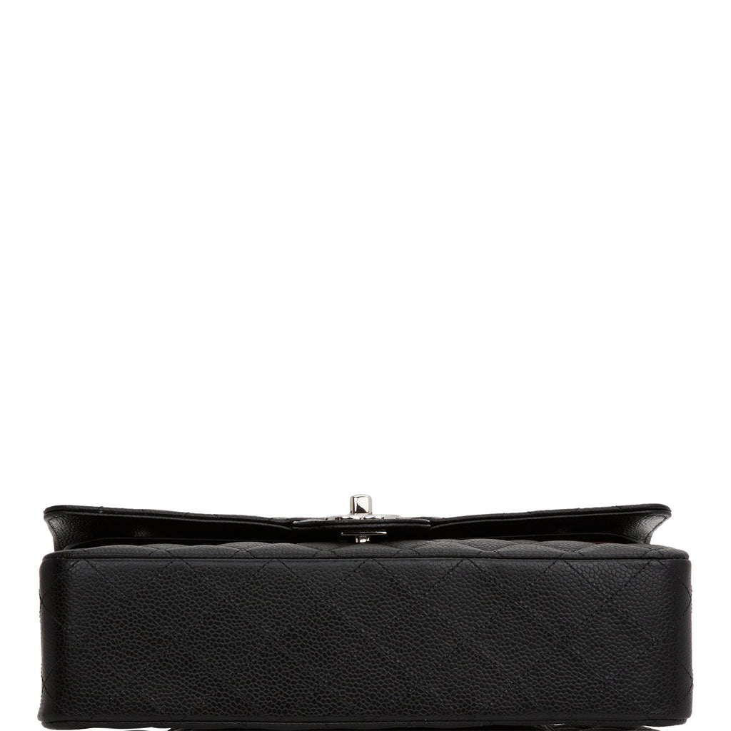 Chanel Black Caviar Medium Classic Double Flap Bag Silver Hardware