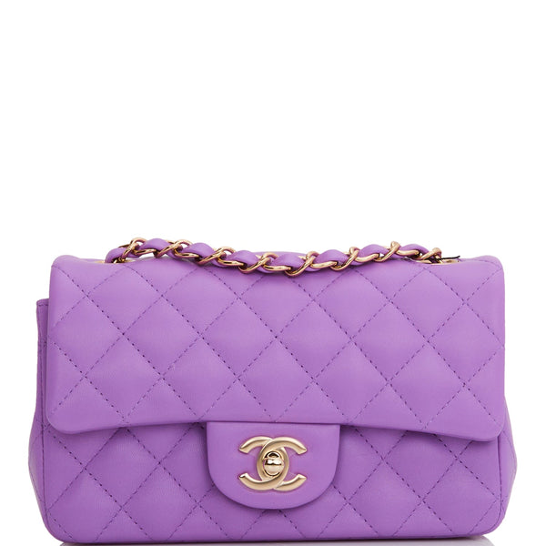 Chanel Purple Lambskin Rectangular Mini Classic Flap Light Gold Hardware –  Madison Avenue Couture