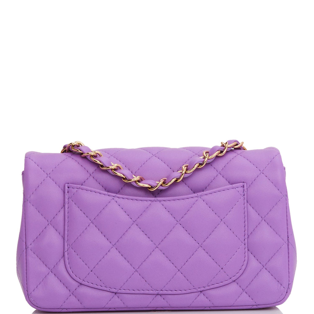 Vintage Chanel Mini Square Flap Bag Light Purple Lambskin Matte Gold  Hardware