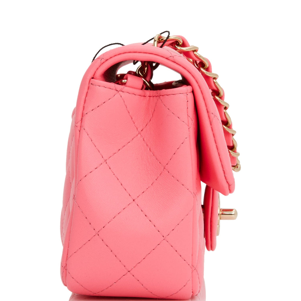 CHANEL Pink Quilted Lambskin Vintage Square Mini Flap Bag