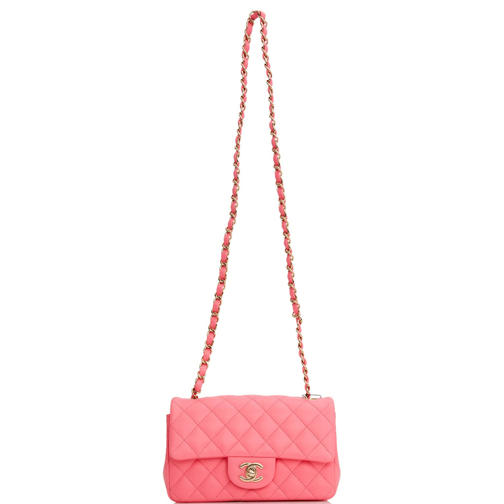 Chanel Mini Square Flap Bag Pink Lambskin Light Gold Hardware – Madison  Avenue Couture