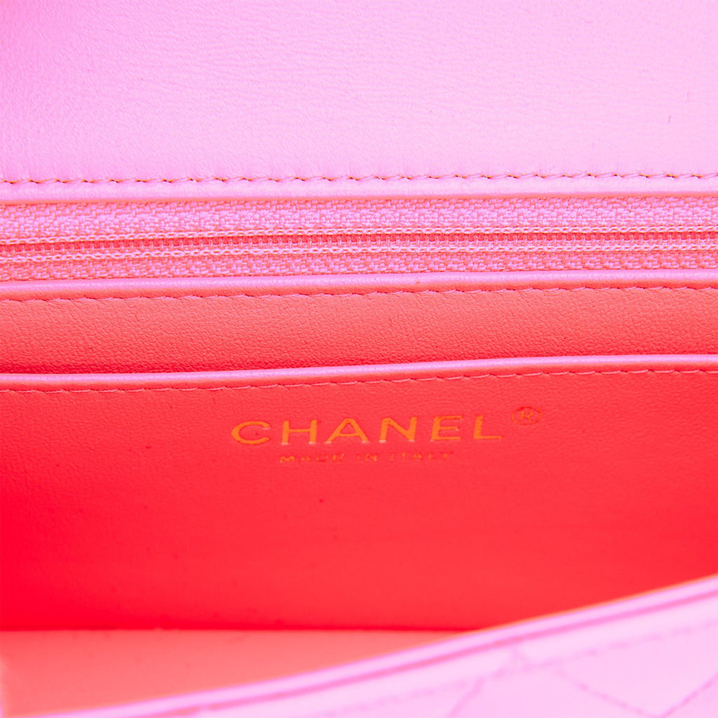 Chanel Small Medium Flap 22K Hot Pink Lambskin with multi-tone hardware