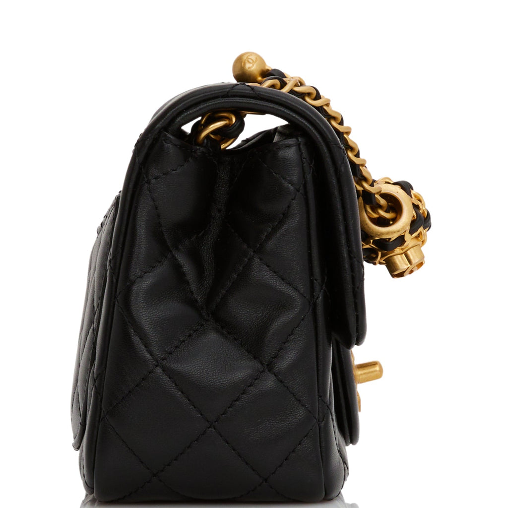Chanel Black Pearl Crush Square Mini Classic Flap Bag Antique Gold Hardware  – Madison Avenue Couture