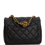 Chanel Pearl Crush Mini Square Flap Bag Black Lambskin Antique Gold Hardware