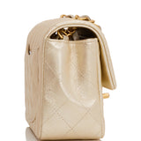 Chanel Mini Rectangular Flap Bag Gold Metallic Goatskin Antique Gold Hardware