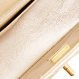 Chanel Mini Rectangular Flap Bag Gold Metallic Goatskin Antique Gold Hardware